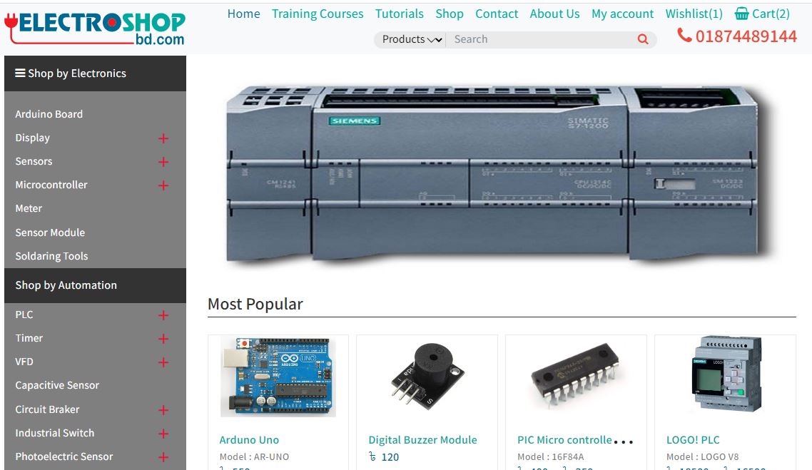 electro shop eCommerce web design